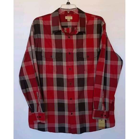 NWT Sonoma Men's Size XXL Large Check Red/Gray Button Down Shirt - Picture 1 of 10